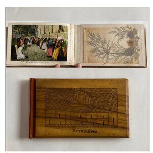 Vintage Illustrated Jerusalem POSTCARDS with REAL Dried Botanical Flowers